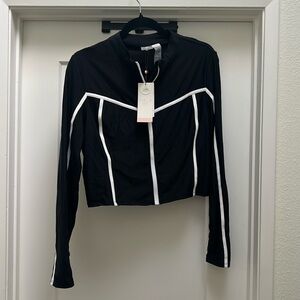 CALIA women’s rash guard cropped black and white zipper